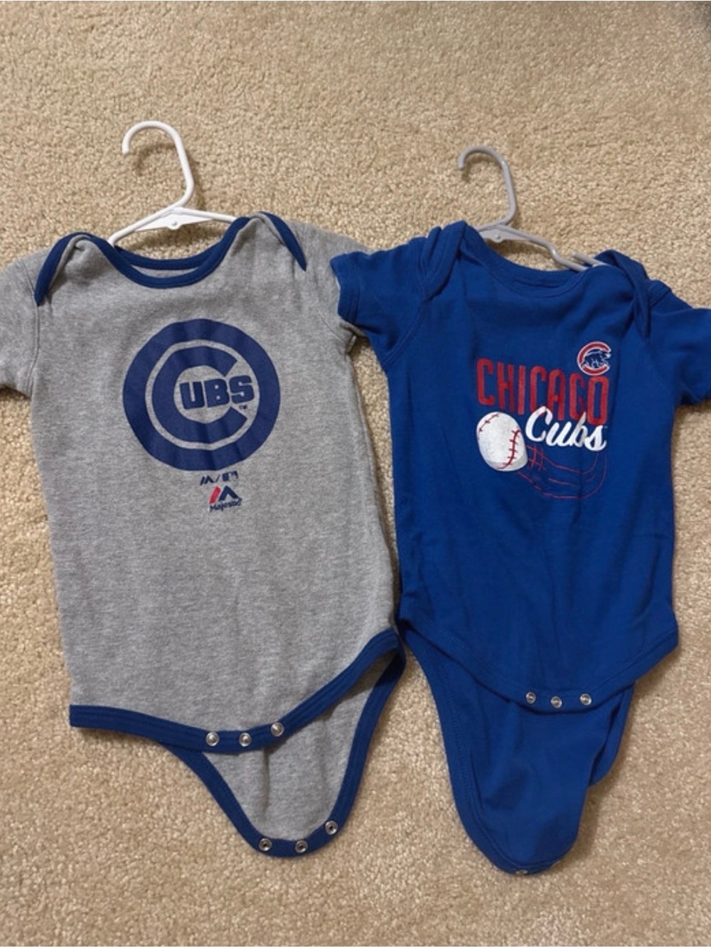 Majestic Chicago Cubs Baby One-Piece Bodysuits - Gray & Royal Blue